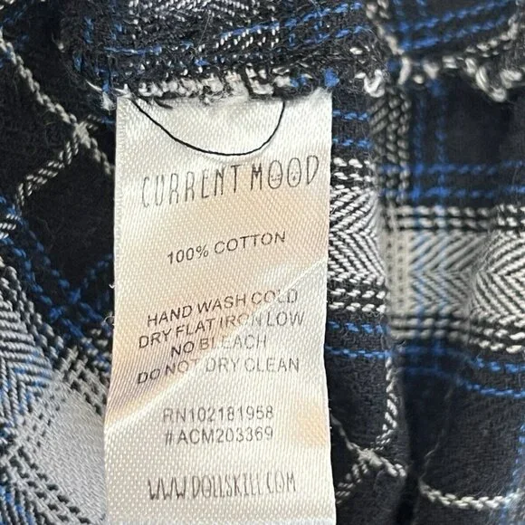 Current Mood Dolls Kill Plaid Patchwork Mini Dress Size M Medium Blue - Picture 5 of 8